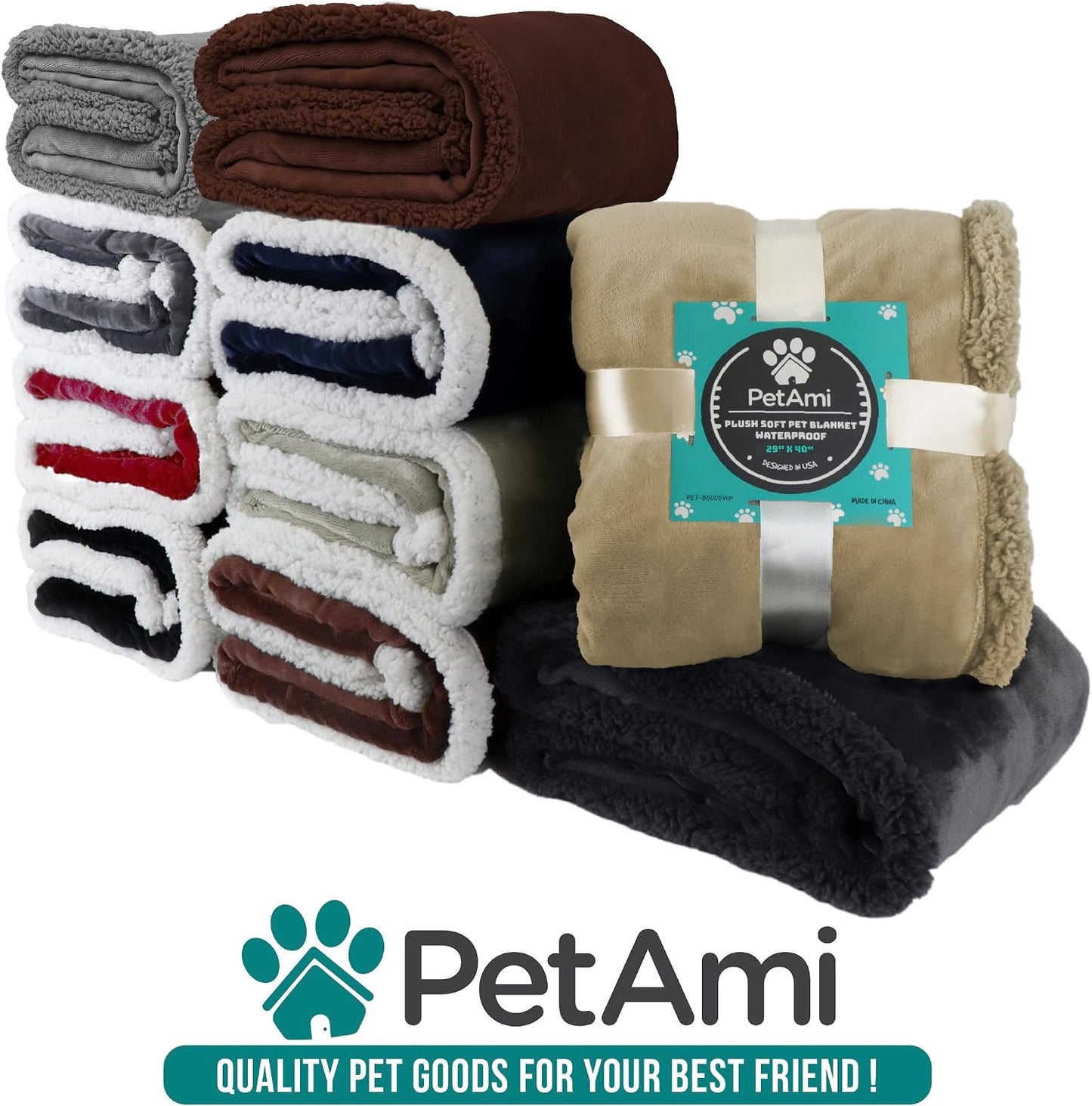 Waterproof Dog Blanket for Medium Large Dog Pet, 60X40, Taupe Sherpa