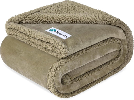 Waterproof Dog Blanket for Medium Large Dog Pet, 60X40, Taupe Sherpa